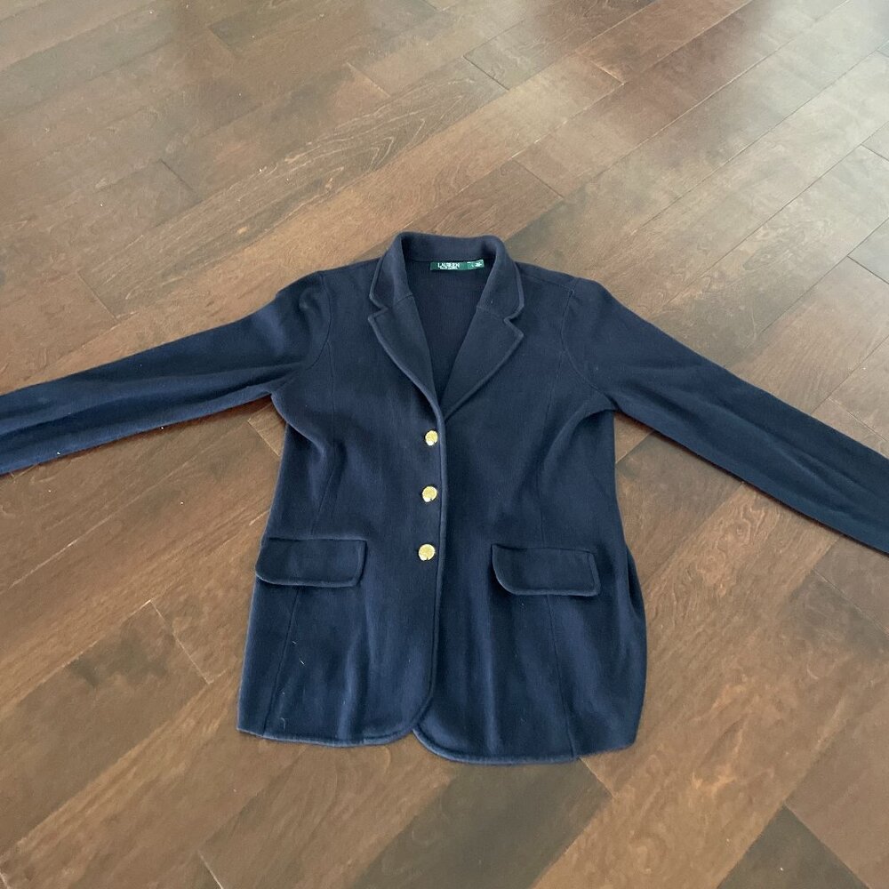 Classic Ralph Lauren Wood Navy Blazer with Gold buttons